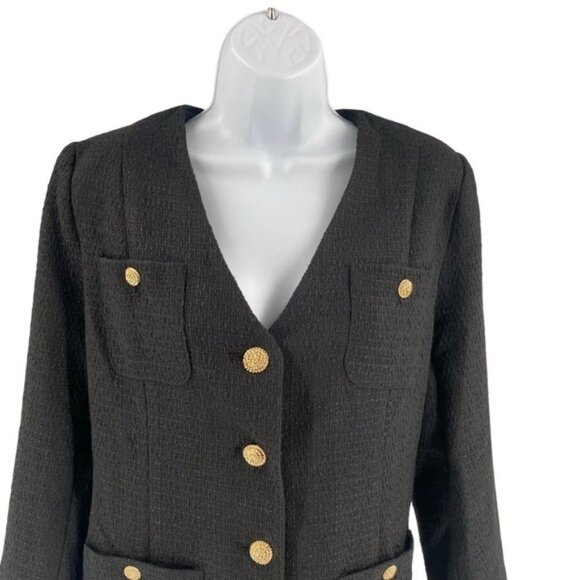 Pomander Place | NEW Black Tweed Keira Long Sleeve Mini Dress Size XL - Picture 5 of 12